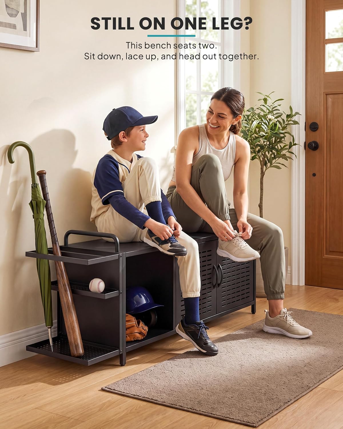 Black 600‑lb Shoe Storage Bench