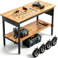 60" Rolling Adjustable Workbench with Outlet