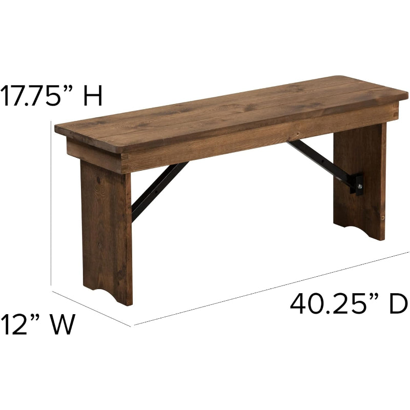 40"×12" Rustic Pine Folding Bench